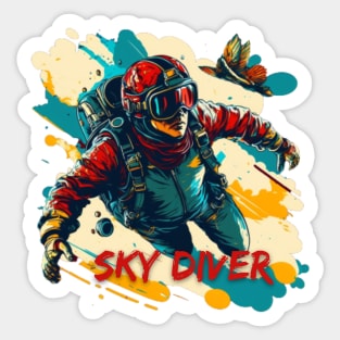 Vintage Skydiving Parachuting Retro Skydiver Sticker